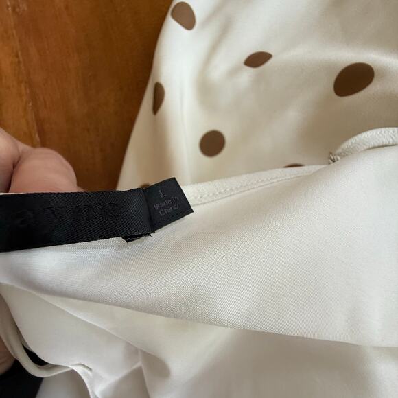 Jenni Kayne Slip Dress Caramel Dot Midi Sz 10 Cream Classic Timeless Feminine - Picture 12 of 15